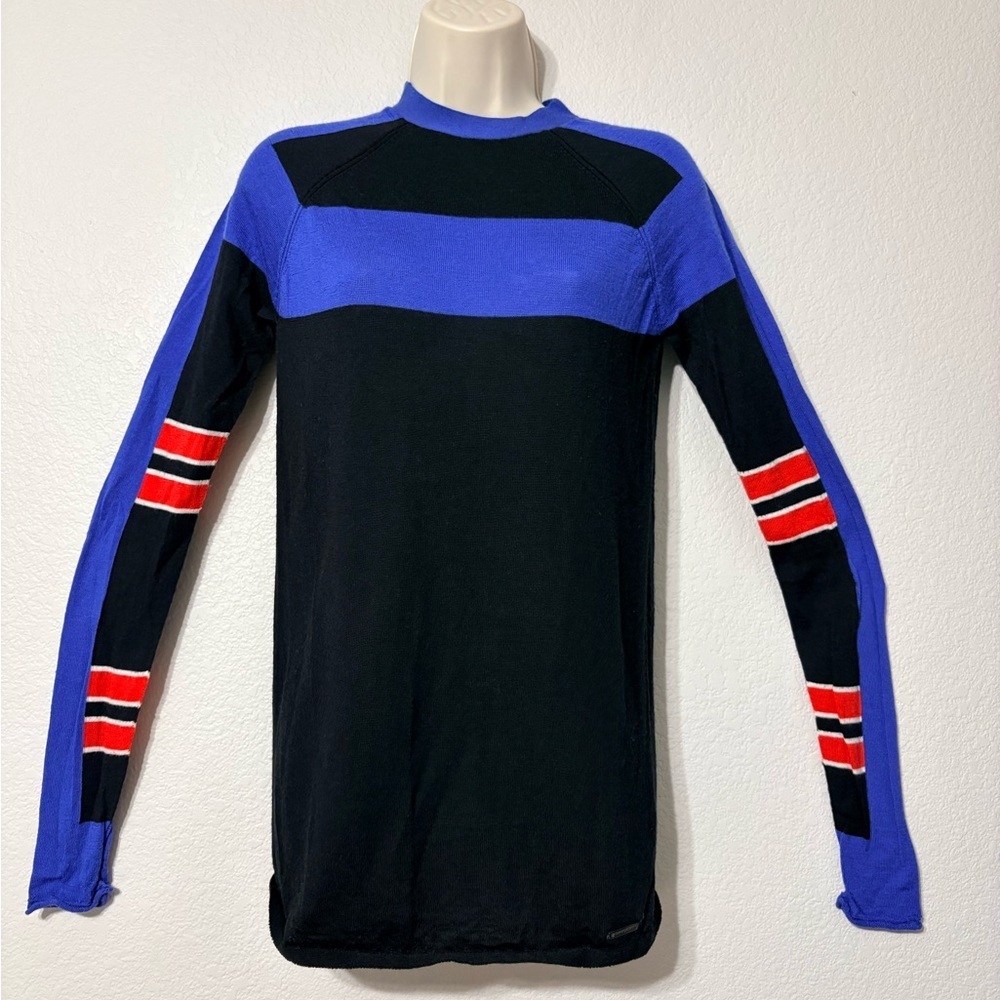 Sweaty Betty Cobalt Blue and Black Long Sleeve Merino Wool Base Layer LS Knit XS